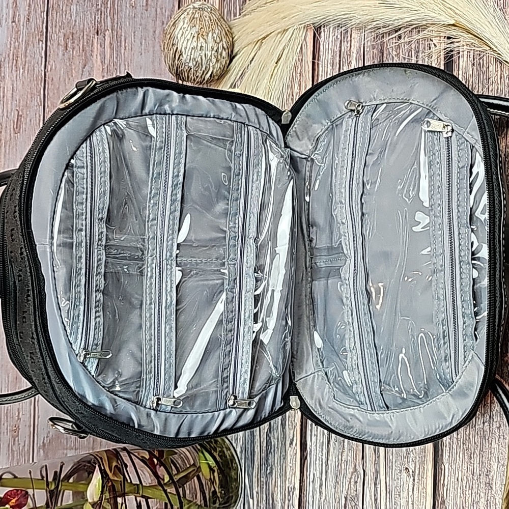 FOR YOUR EYES ONLY BLACK JACQUARD TRIPLE COMPARTMENT COSMETIC CASE - Picture 8 of 15